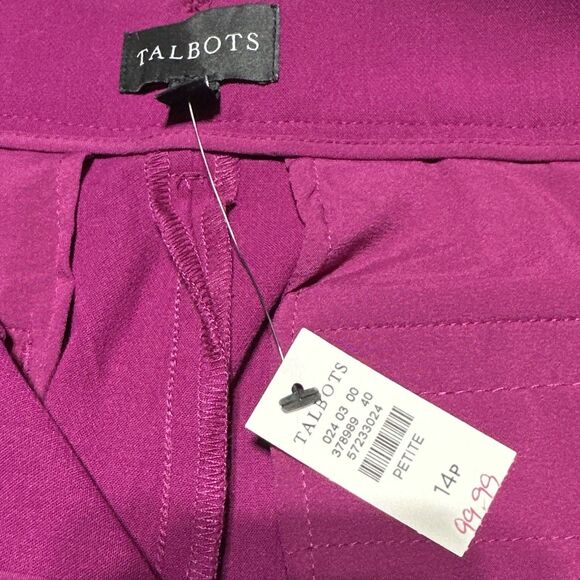 TALBOTS Women’s Pink Trousers Size 14 P Petite Dress Pants Wide Leg NWT - Picture 3 of 9